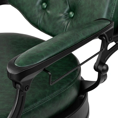 Fauteuil de Barbier Wolf vert noir - Fauteuil Barbier Wolf vert noir - Chaise Barbier Wolf vert noir - Fauteuil de coiffure barbier Wolf vert noir - mobilier de coiffure haut de gamme - barbershop - barber