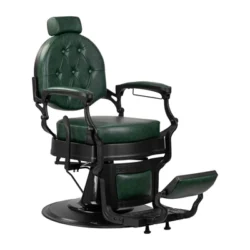 Fauteuil de Barbier Wolf vert noir - Fauteuil Barbier Wolf vert noir - Chaise Barbier Wolf vert noir - Fauteuil de coiffure barbier Wolf vert noir - mobilier de coiffure haut de gamme - barbershop - barber