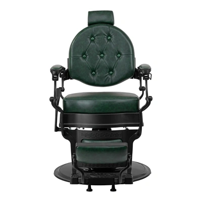 Fauteuil de Barbier Wolf vert noir - Fauteuil Barbier Wolf vert noir - Chaise Barbier Wolf vert noir - Fauteuil de coiffure barbier Wolf vert noir - mobilier de coiffure haut de gamme - barbershop - barber