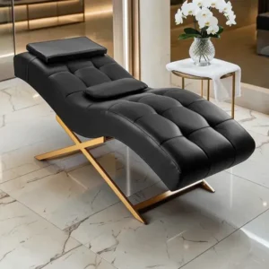 Lit de beauté à cils courbé ALBA NOIR - lit esthétique professionnel - fauteuil esthétique professionnel - mobilier esthétique professionnel - fauteuil extension de cils - fauteuil de soins esthétique