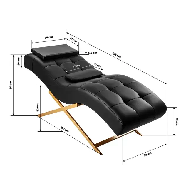 Lit de beauté à cils courbé ALBA NOIR - lit esthétique professionnel - fauteuil esthétique professionnel - mobilier esthétique professionnel - fauteuil extension de cils - fauteuil de soins esthétique