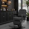 Fauteuil de barbier Bruno Full-Black - Fauteuil barbier professionnel - chaise de barbier vintage - fauteuil de coiffure pour homme - fauteuil de coiffure vintage - mobilier de coiffure professionnel - mobilier barbier professionnel - siège barber - fauteuil barbershop