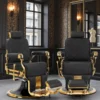 Fauteuil de Barbier Leonardo Gold Black - Fauteuil Barbier Leonardo Gold Black - Chaise Barbier Leonardo Gold Black - Fauteuil de coiffure barbier Leonardo Gold Black - mobilier de coiffure haut de gamme
