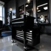 Servante de coiffure Mokka noir - servante de tatouage professionnelle - chariot pour salon de coiffure - mobilier de tatouage professionnel - mobilier barbier professionnel - servante barbier mokka - chariot barbier