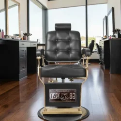 Fauteuil de Barbier The Boss black- chaise Barbier Vintage The Boss black - Fauteuil de coiffure Barbier The Boss black - chaise de coiffure Barbier The Boss black - mobilier de coiffure haut de gamme - barbershop - barbier
