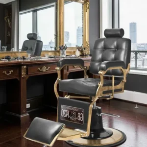 Fauteuil de Barbier The Boss black- chaise Barbier Vintage The Boss black - Fauteuil de coiffure Barbier The Boss black - chaise de coiffure Barbier The Boss black - mobilier de coiffure haut de gamme - barbershop - barbier
