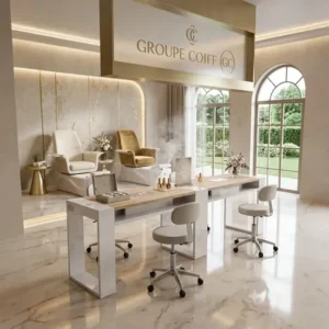 table de manucure professionnelle - table nails luxe - mobilier esthétique haut de gamme - mobilier de pédicure professionnel - table_manucure haut de gamme - équipement onglerie premium - table manucure_avec aspirateur - comptoir ongles design - meuble manucure professionnel - agencement salon de coiffure