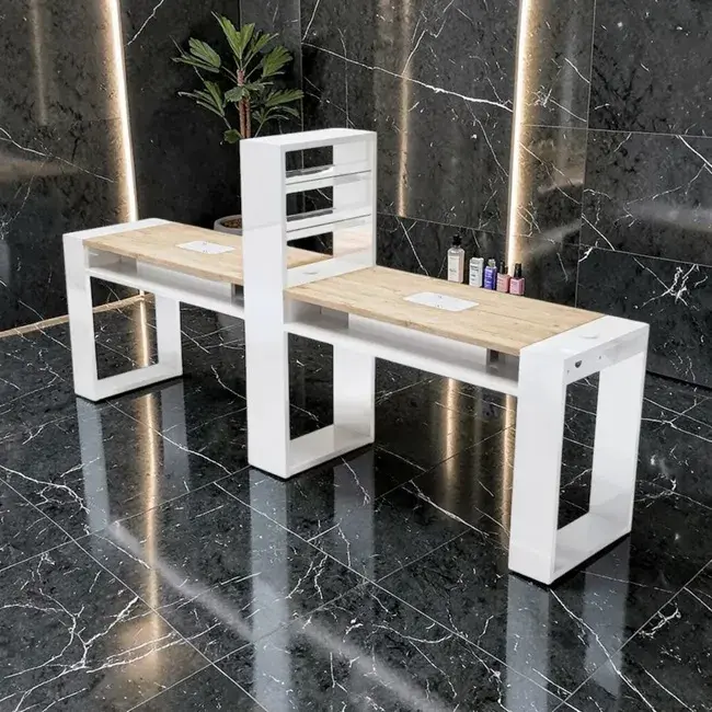 Table de Manucure Astra plus 2 places - table onglerie avec aspirateur intégré - Table de manucure professionnelle - table onglerie professionnelle - mobilier esthétique et onglerie - Table de Manucure double postes - table à ongle double