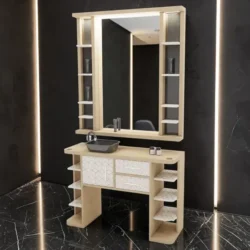 Poste de coiffage Bellagio - Coiffeuse pour Salon de Coiffure - coiffeuse barbier vintage - Mobilier de Coiffure Professionnel - coiffeuse de coiffure - Poste de coiffage barbier - barbier - barbershop - poste barbier