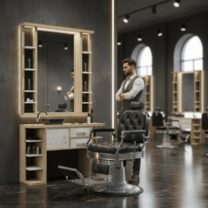 Poste de coiffage Bellagio - Coiffeuse pour Salon de Coiffure - coiffeuse barbier vintage - Mobilier de Coiffure Professionnel - coiffeuse de coiffure - Poste de coiffage barbier - barbier - barbershop - poste barbier