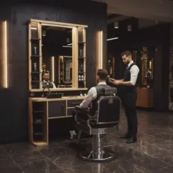 Poste de coiffage Bellagio - Coiffeuse pour Salon de Coiffure - coiffeuse barbier vintage - Mobilier de Coiffure Professionnel - coiffeuse de coiffure - Poste de coiffage barbier - barbier - barbershop - poste barbier