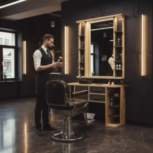 Poste de coiffage Bellagio - Coiffeuse pour Salon de Coiffure - coiffeuse barbier vintage - Mobilier de Coiffure Professionnel - coiffeuse de coiffure - Poste de coiffage barbier - barbier - barbershop - poste barbier