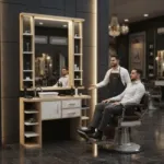 Poste de coiffage Bellagio - Coiffeuse pour Salon de Coiffure - coiffeuse barbier vintage - Mobilier de Coiffure Professionnel - coiffeuse de coiffure - Poste de coiffage barbier - barbier - barbershop - poste barbier