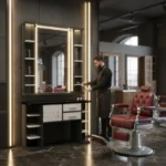 Poste de coiffage Bellagio - Coiffeuse pour Salon de Coiffure - coiffeuse barbier vintage - Mobilier de Coiffure Professionnel - coiffeuse de coiffure - Poste de coiffage barbier - barbier - barbershop - poste barbier