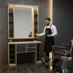 Poste de coiffage Bellagio - Coiffeuse pour Salon de Coiffure - coiffeuse barbier vintage - Mobilier de Coiffure Professionnel - coiffeuse de coiffure - Poste de coiffage barbier - barbier - barbershop - poste barbier