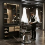 Poste de coiffage Bellagio - Coiffeuse pour Salon de Coiffure - coiffeuse barbier vintage - Mobilier de Coiffure Professionnel - coiffeuse de coiffure - Poste de coiffage barbier - barbier - barbershop - poste barbier