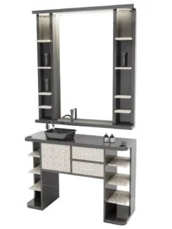 Poste de coiffage Bellagio - Coiffeuse pour Salon de Coiffure - coiffeuse barbier vintage - Mobilier de Coiffure Professionnel - coiffeuse de coiffure - Poste de coiffage barbier - barbier - barbershop - poste barbier