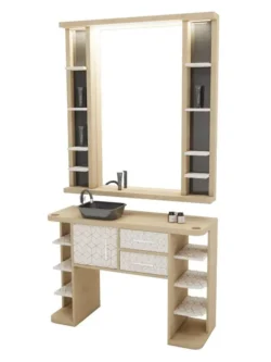 Poste de coiffage Bellagio - Coiffeuse pour Salon de Coiffure - coiffeuse barbier vintage - Mobilier de Coiffure Professionnel - coiffeuse de coiffure - Poste de coiffage barbier - barbier - barbershop - poste barbier
