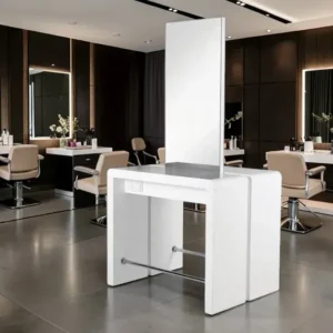 Coiffeuse centrale professionnelle REFLECTION II - poste de coiffage REFLECTION II - poste de coiffage pour salon de coiffure - mobilier de coiffure professionnel - meuble pour pour salon de coiffure - Coiffeuse centrale 2 places