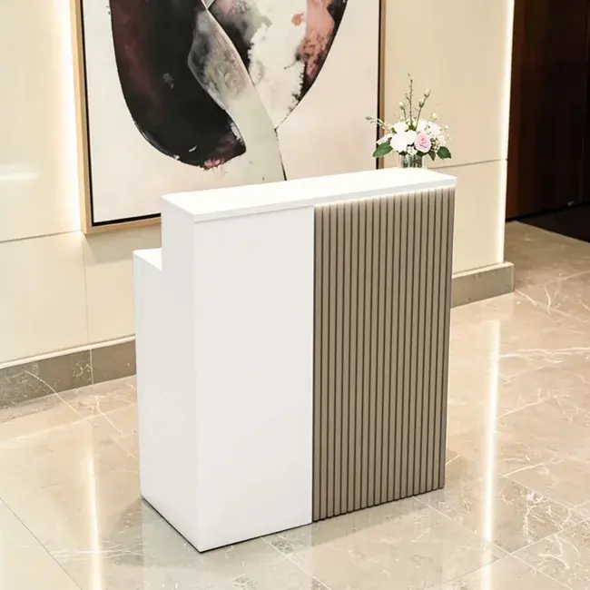 Comptoir d'accueil Fiora- comptoir caisse Fiora - Meuble de réception Fiora - meuble de réception salon de coiffure - mobilier de coiffure professionnel - meuble d'accueil salon de coiffure - groupe coiff