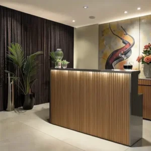 Comptoir d'accueil Opera Plus - comptoir caisse Opera Plus - Meuble de réception Opera Plus - meuble de réception salon de coiffure - mobilier de coiffure professionnel - meuble d'accueil salon de coiffure -