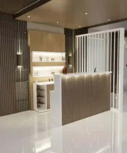 Comptoir d'accueil Opera Plus - comptoir caisse Opera Plus - Meuble de réception Opera Plus - meuble de réception salon de coiffure - mobilier de coiffure professionnel - meuble d'accueil salon de coiffure -