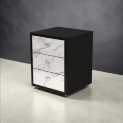 PIA B Marbre Blanc Chariot esthétique PIA - meuble de rangement esthétique - mobilier esthétique professionnel - table de service esthétique - Chariot pour salon esthétique
