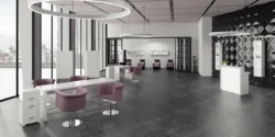Reflection II centrale (1) Coiffeuse centrale 24 places REFLECTION II - poste de coiffage centrale REFLECTION II - poste de coiffage pour salon de coiffure - mobilier de coiffure professionnel - meuble pour pour salon de coiffure - coiffeuse double