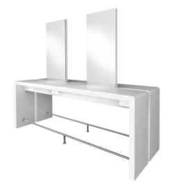 Reflection II centrale (5) Coiffeuse centrale 24 places REFLECTION II - poste de coiffage centrale REFLECTION II - poste de coiffage pour salon de coiffure - mobilier de coiffure professionnel - meuble pour pour salon de coiffure - coiffeuse double