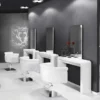coiffeuse murale - mobilier salon de coiffure - coiffeuse professionnelle - miroir coiffeuse - meuble coiffure sur mesure - coiffeur design - station de coiffure - coiffeuse led - coiffeuse avec prises - repose-pieds coiffure - miroir rond coiffure - miroir rectangulaire - salon design - aménagement salon - mobilier professionnel