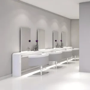 Reflection_viz_5 coiffeuse centrale -coiffeuse murale - mobilier salon de coiffure - coiffeuse professionnelle - miroir coiffeuse - meuble coiffure sur mesure - coiffeur design - station de coiffure - coiffeuse led - coiffeuse avec prises - repose-pieds coiffure - miroir rond coiffure - miroir rectangulaire - salon design - aménagement salon - mobilier professionnel