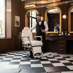 Fauteuil de barbier TIGER - chaise de Barbier TIGER - Fauteuil de coiffure pour homme - chaise de coiffure vintage - mobilier de barbier professionnel - barbershop - siège barber