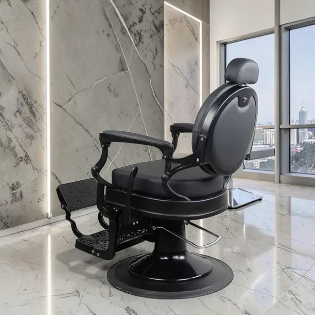 Fauteuil de barbier Maximus - chaise de Barbier Maximus - Fauteuil de coiffure pour homme - chaise de coiffure vintage - mobilier de barbier professionnel - barbershop - siège barber