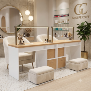 table de manucure professionnelle - table nails luxe - mobilier esthétique haut de gamme - mobilier de pédicure professionnel - table_manucure haut de gamme - équipement onglerie premium - table manucure_avec aspirateur - comptoir ongles design - meuble manucure professionnel - agencement salon de coiffure
