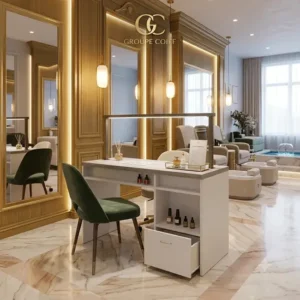 table de manucure professionnelle - table nails luxe - mobilier esthétique haut de gamme - mobilier de pédicure professionnel - table_manucure haut de gamme - équipement onglerie premium - table manucure_avec aspirateur - comptoir ongles design - meuble manucure professionnel - agencement salon de coiffure