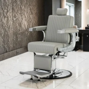 Fauteuil de barbier Visionerio Gris - Fauteuil barbier vintage - chaise barbier professionnel - massant - mobilier de barbier professionnel - Fauteuil barbier haut de gamme - fauteuil de coiffure pour homme