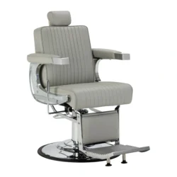 Fauteuil de barbier Visionerio Gris - Fauteuil barbier vintage - chaise barbier professionnel - massant - mobilier de barbier professionnel - Fauteuil barbier haut de gamme - fauteuil de coiffure pour homme