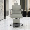 Fauteuil de barbier Visionerio Gris - Fauteuil barbier vintage - chaise barbier professionnel - massant - mobilier de barbier professionnel - Fauteuil barbier haut de gamme - fauteuil de coiffure pour homme