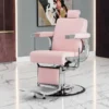 Fauteuil de barbier Visionerio Rose - Fauteuil barbier vintage - chaise barbier professionnel - massant - mobilier de barbier professionnel - Fauteuil barbier haut de gamme - fauteuil de coiffure pour homme