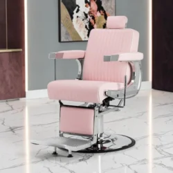 Visionario Pink Barber Chair - Vintage Barber Chair - Professional Barber Chair - Massaging - Professional Barber Furniture - High-End Barber Chair - Men's Hairdressing Chair