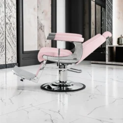 Visionario Pink Barber Chair - Vintage Barber Chair - Professional Barber Chair - Massaging - Professional Barber Furniture - High-End Barber Chair - Men's Hairdressing Chair