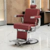 Fauteuil de barbier Visionerio Rouge - Fauteuil barbier vintage - chaise barbier professionnel - massant - mobilier de barbier professionnel - Fauteuil barbier haut de gamme - fauteuil de coiffure pour homme