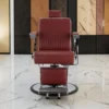 Fauteuil de barbier Visionerio Rouge - Fauteuil barbier vintage - chaise barbier professionnel - massant - mobilier de barbier professionnel - Fauteuil barbier haut de gamme - fauteuil de coiffure pour homme