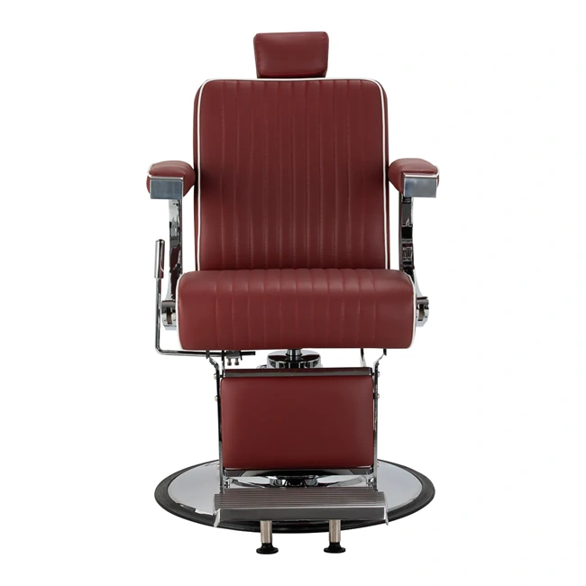 Fauteuil de barbier Visionerio Rouge - Fauteuil barbier vintage - chaise barbier professionnel - massant - mobilier de barbier professionnel - Fauteuil barbier haut de gamme - fauteuil de coiffure pour homme