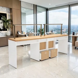 Table de Manucure Worker Lux 2 places - table onglerie avec aspirateur intégré - Table de manucure professionnelle - table onglerie professionnelle - mobilier esthétique et onglerie