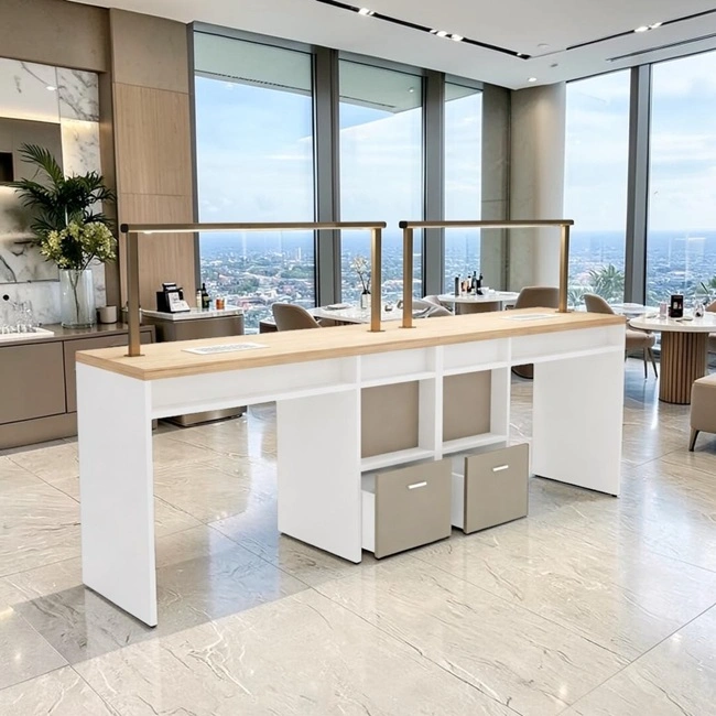 Table de Manucure Worker Lux 2 places - table onglerie avec aspirateur intégré - Table de manucure professionnelle - table onglerie professionnelle - mobilier esthétique et onglerie