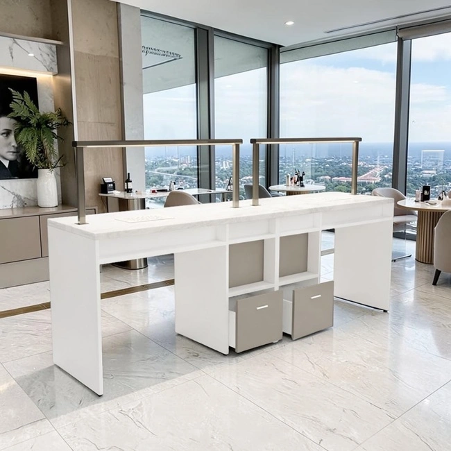 Table de Manucure Worker Lux 2 places - table onglerie avec aspirateur intégré - Table de manucure professionnelle - table onglerie professionnelle - mobilier esthétique et onglerie