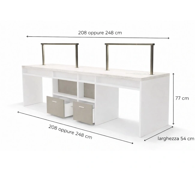 Table de Manucure Worker Lux 2 places - table onglerie avec aspirateur intégré - Table de manucure professionnelle - table onglerie professionnelle - mobilier esthétique et onglerie