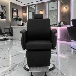 Fauteuil de barbier ATHENA B - Fauteuil barbier vintage - chaise barbier professionnel - - mobilier de barbier professionnel - Fauteuil barbier haut de gamme - fauteuil de coiffure pour homme