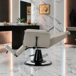 Fauteuil de barbier ATHENA BR - Fauteuil barbier vintage - chaise barbier professionnel - - mobilier de barbier professionnel - Fauteuil barbier haut de gamme - fauteuil de coiffure pour homme